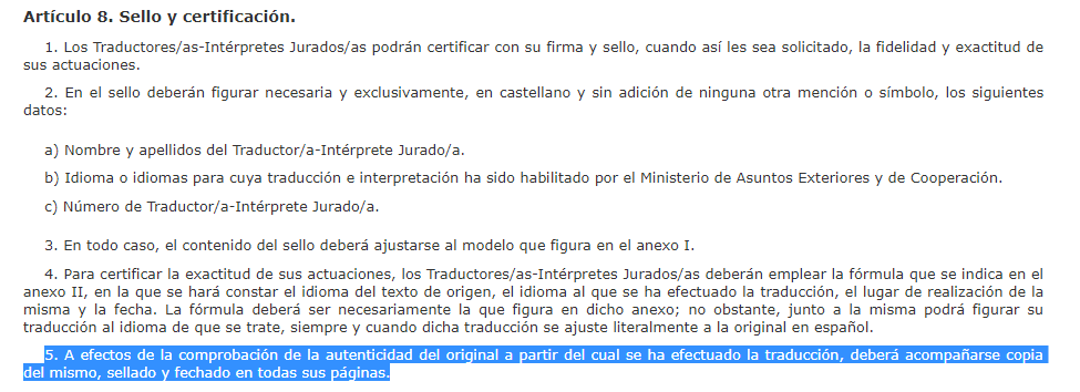 copia de originales de traducciones juradas