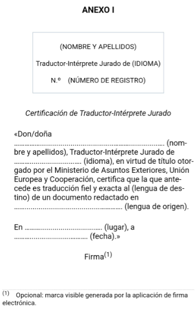 Reglamento traducción jurada